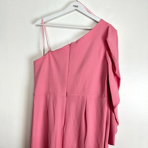 MAC DUGGAL One Shoulder Puff Sleeve Gown in Rose Pink Size US 14 - Picture 7 of 10